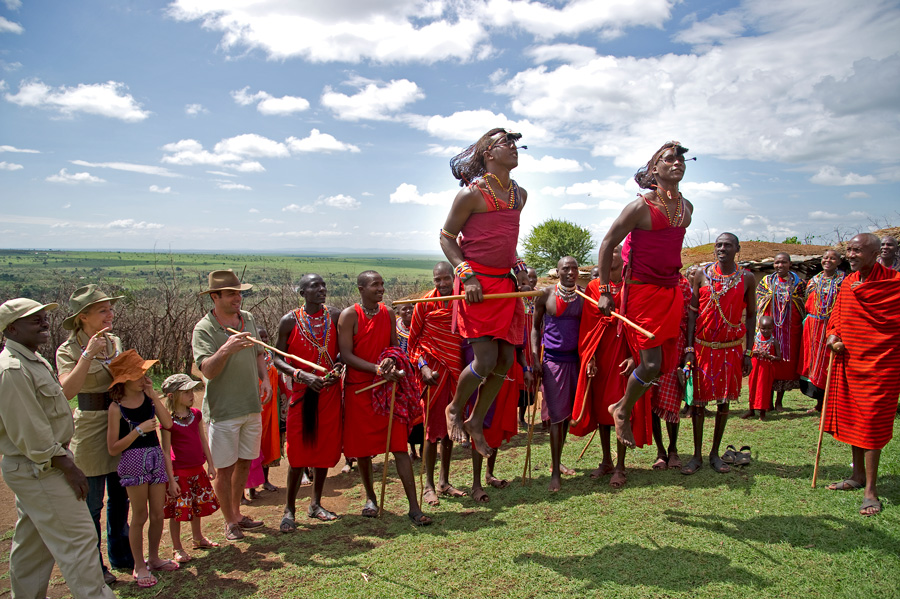 Masai dancers in Tanzania for guest on a luxury safari in Tanzania.