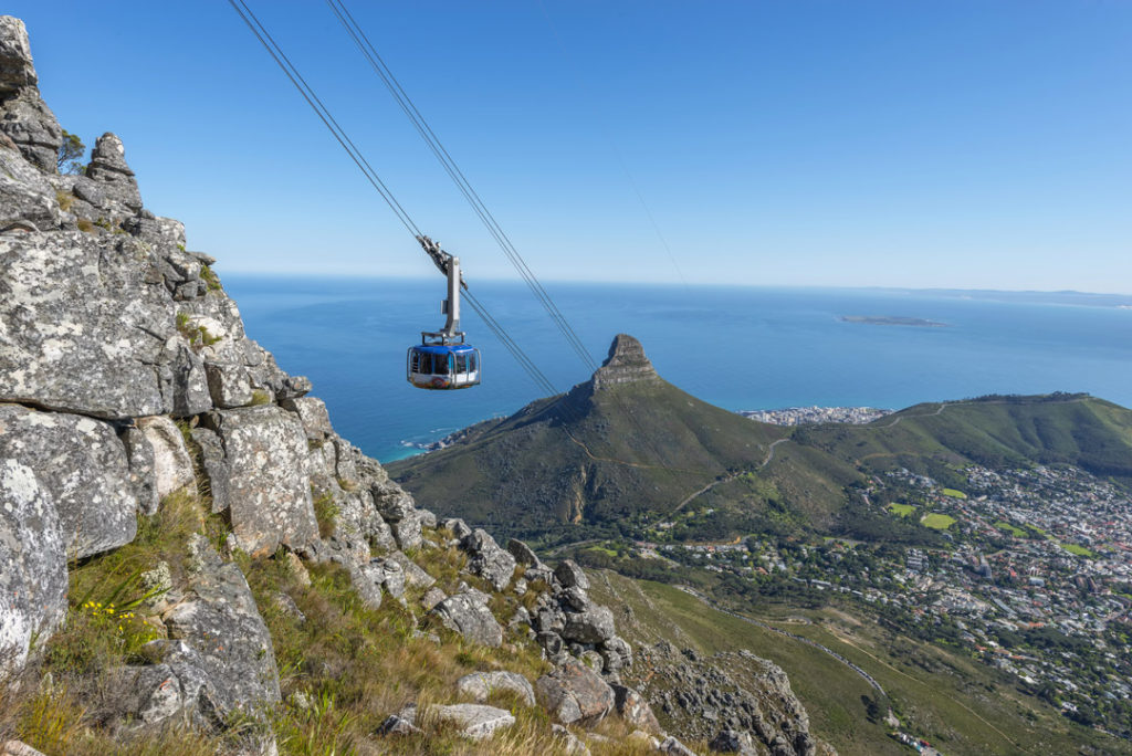 Table mountain cable car ride is part of the sightseeing on a luxury safari and golf tour in South Africa