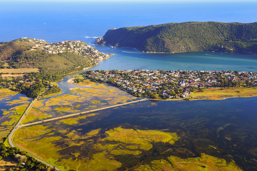 Knysna aerial view from private helicopter ride.