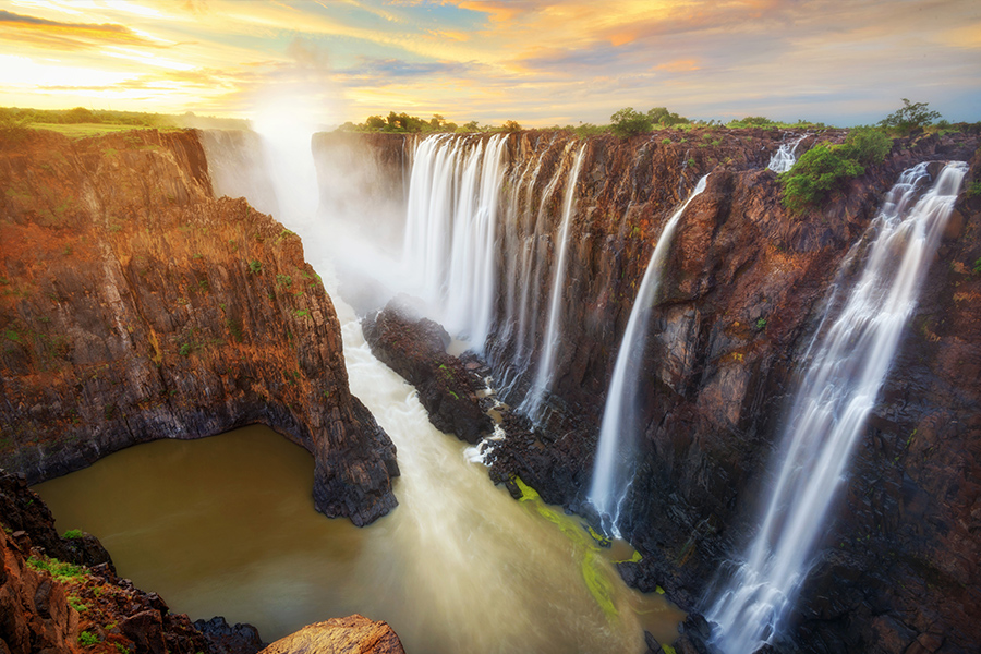 Sightseeing Victoria Falls in Zambia from a private helicopter ride; luxury safari with Premier Africa