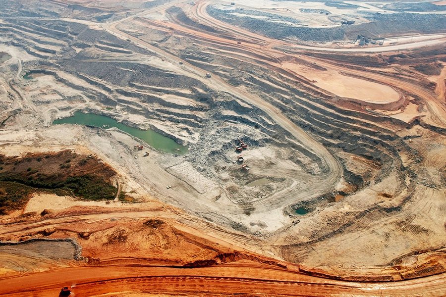 Aerial view of mines from private charter flight