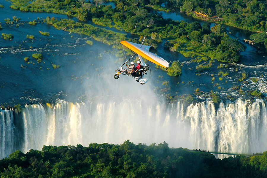 Sightseeing Victoria Falls in Zambia from a private helicopter ride while on luxury safari with Premier Africa